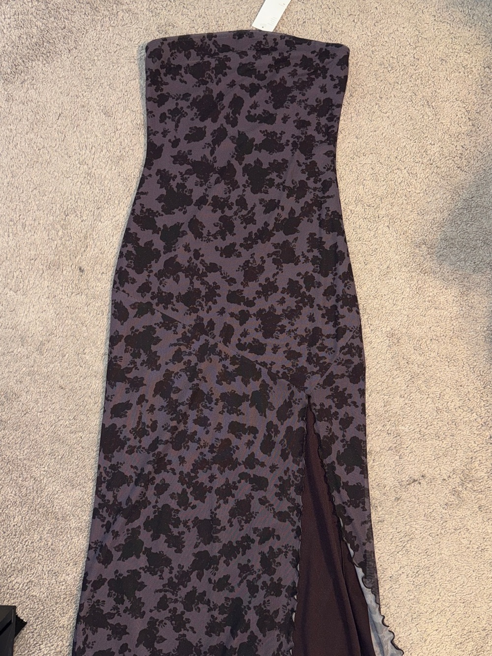 Urban Outfitters Purple and Black Strapless Floral Maxi Dress